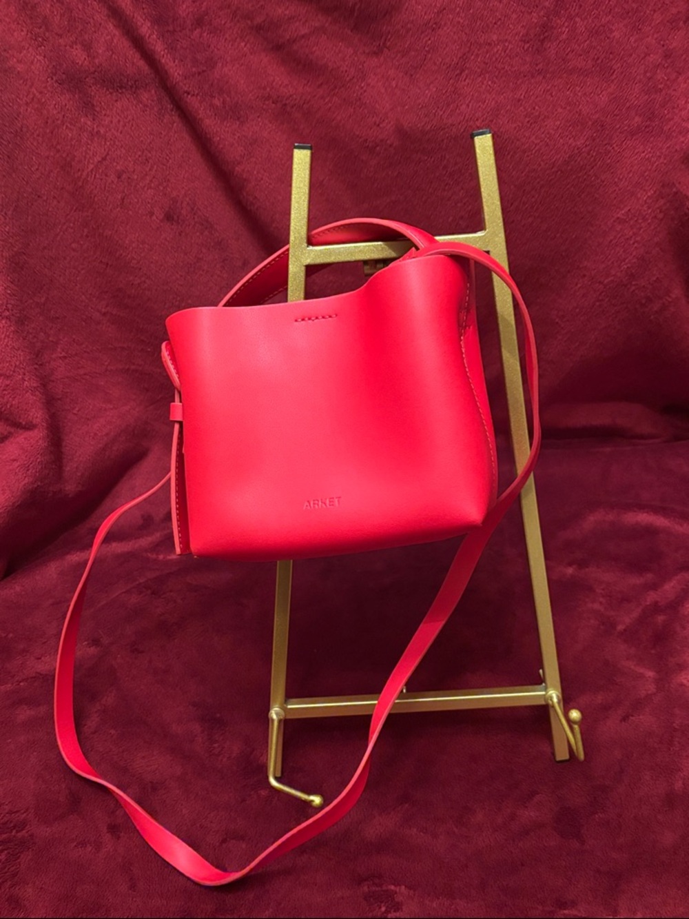 Arket Bright Red Leather Mini Crossbody